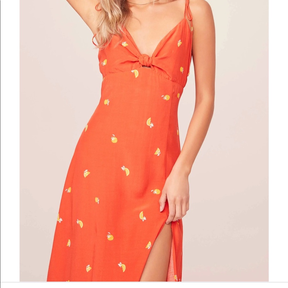 Astr The Label Brigette Orange Fruit Midi Dress Worn once. So pretty and light.